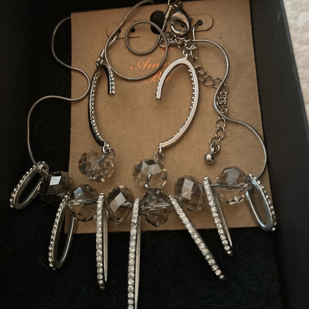 Parklane silver necklace & earrings with mini pave crystals. New without tags.